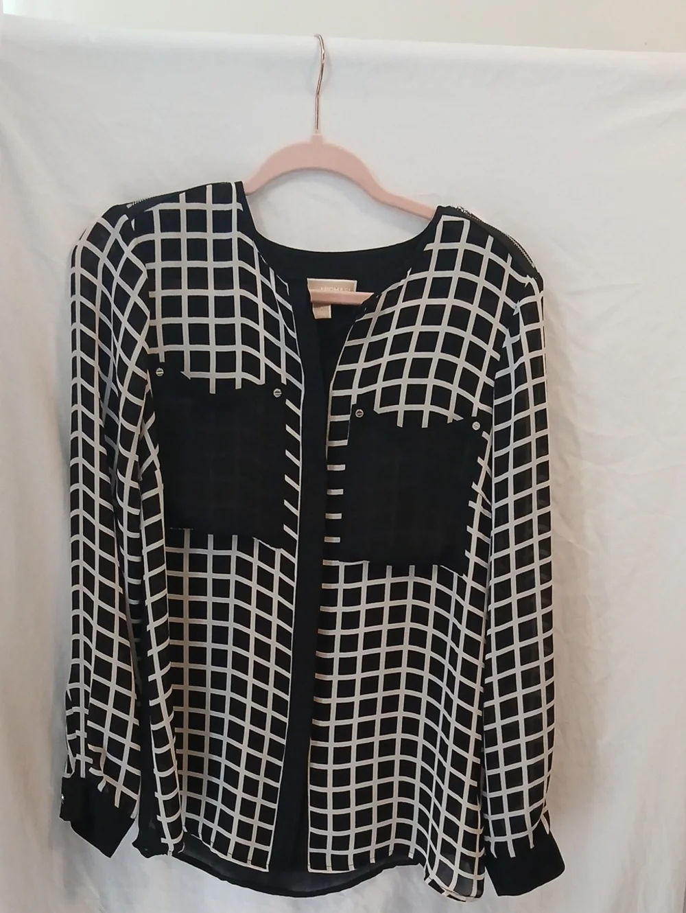 Michael Kors Black & White Windowpane Button-Front Shirt